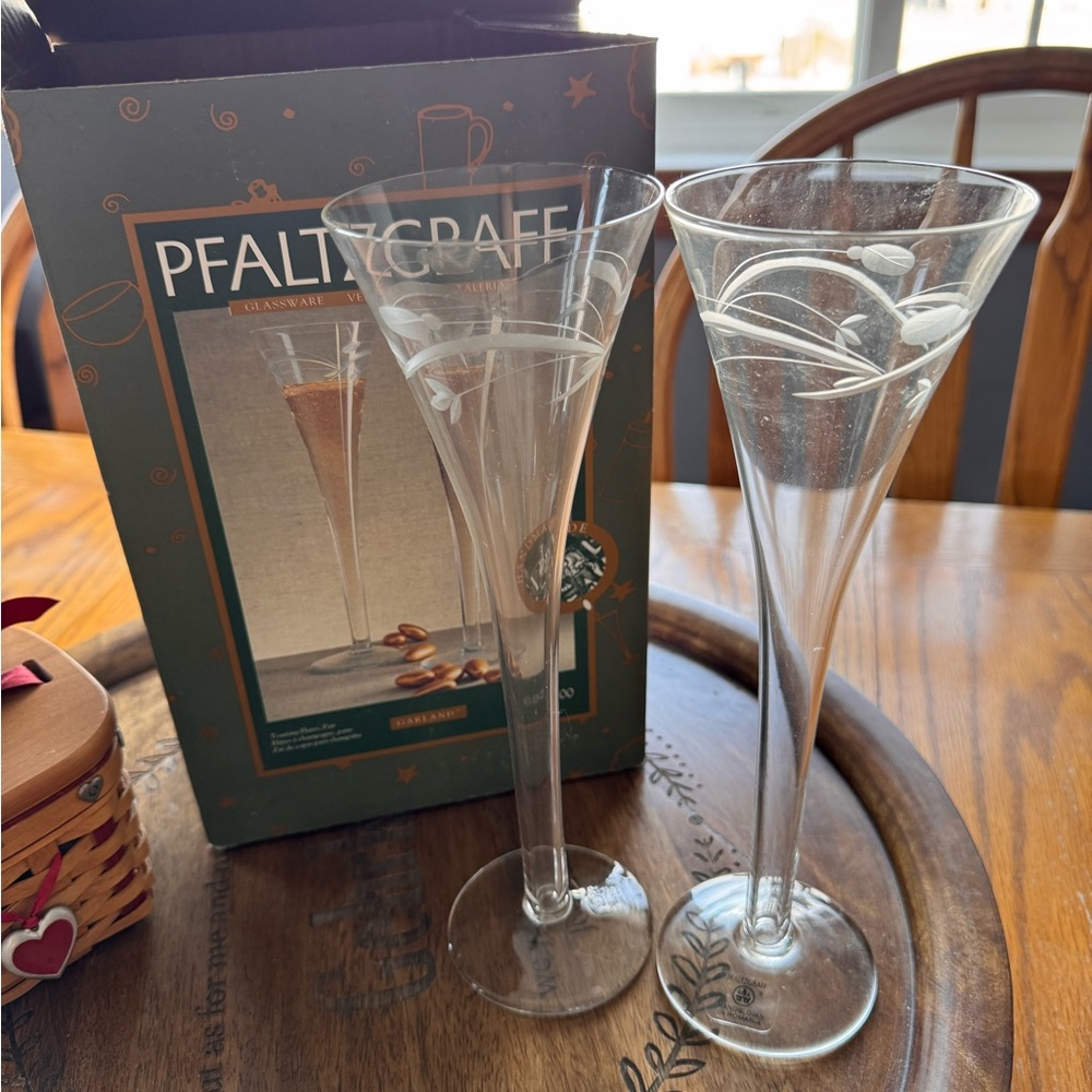 Pfaltzgraff Handmade Glassware with Gold Accents